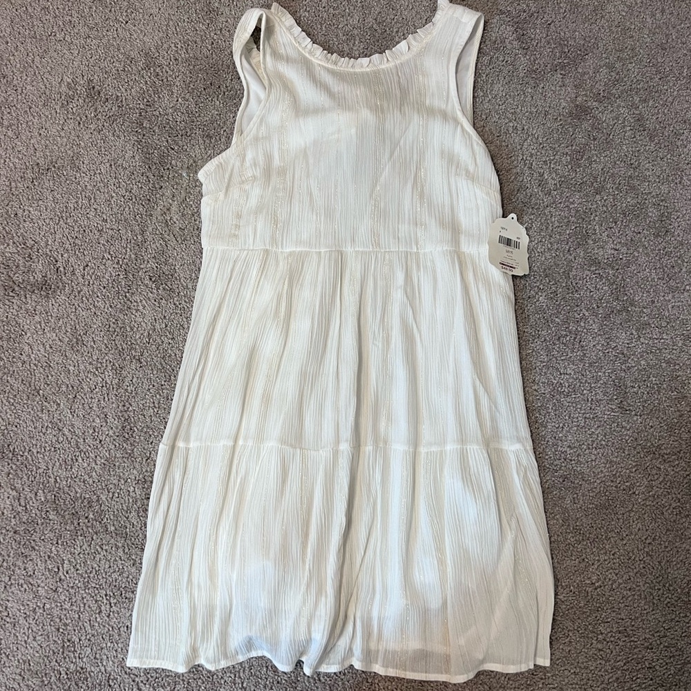 Woman’s Altar’d State Dress Cream with Light Gold Stripes